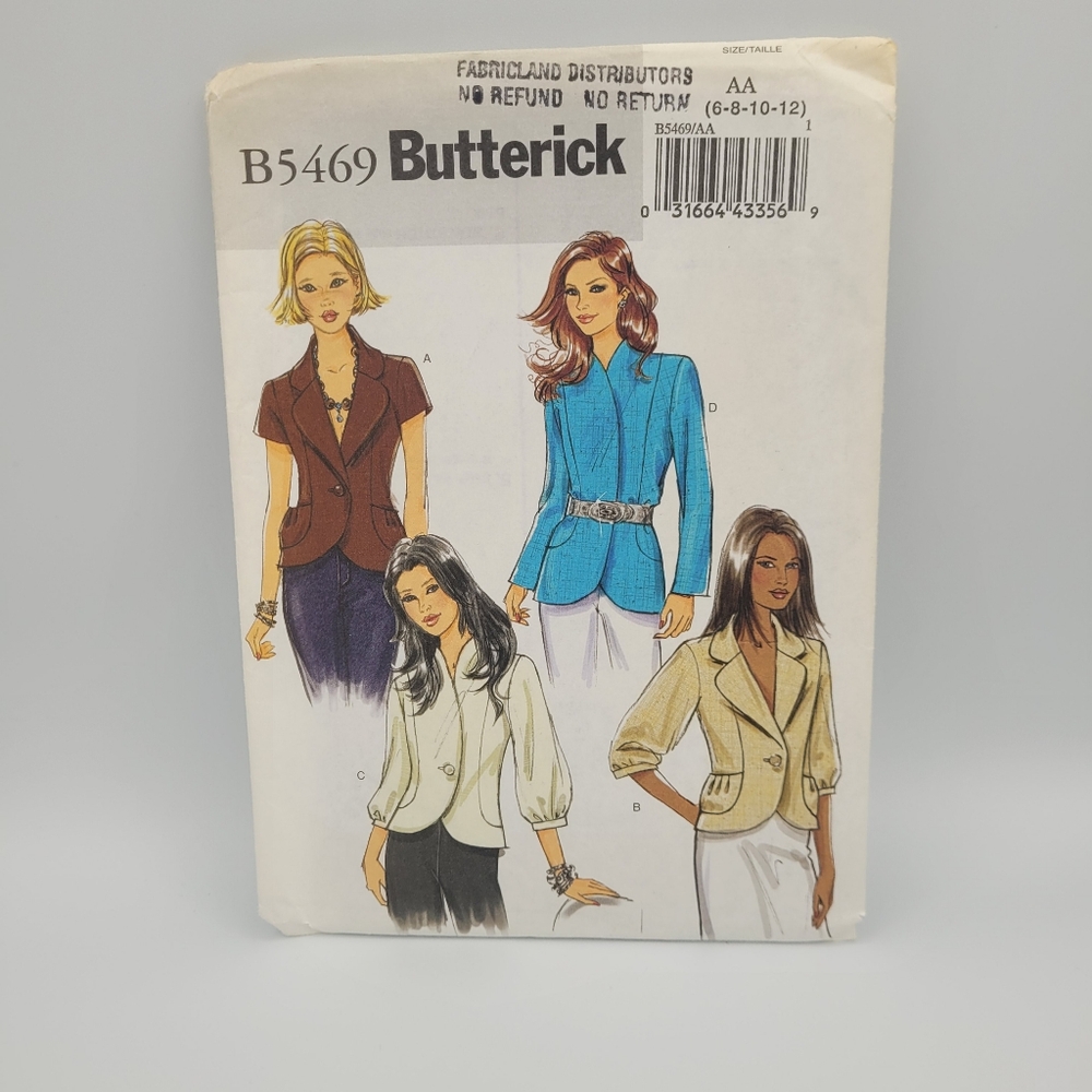 UNCUT Butterick B5469 Jacket Sewing Pattern
